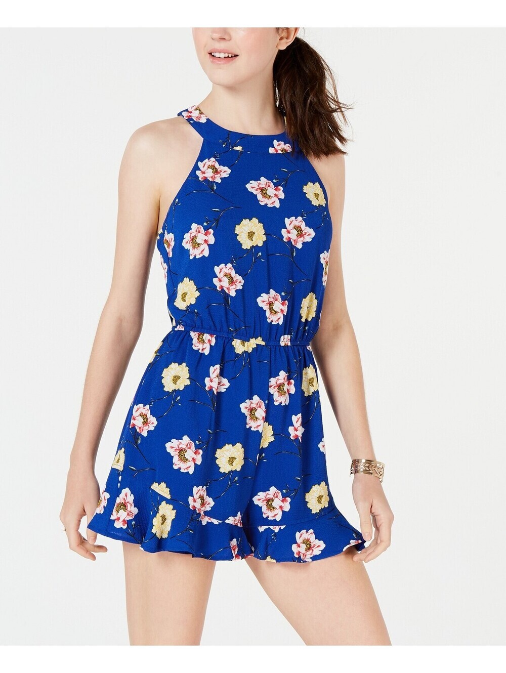 Trixxi Juniors Floral Print Halter Romper Size S